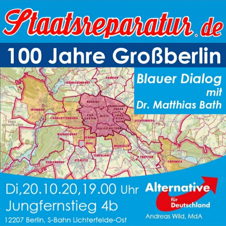 100 Jahre Großberlin – Blauer Dialog mit Dr. Matthias Bath